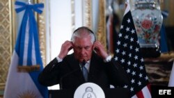 El secretario de Estado de Estados Unidos, Rex Tillerson, durante una rueda de prensa en Buenos Aires.