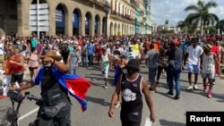 Manifestación pacífica contra el régimen comunista frente al Capitolio Nacional de Cuba el pasado 11 de julio de 2021.